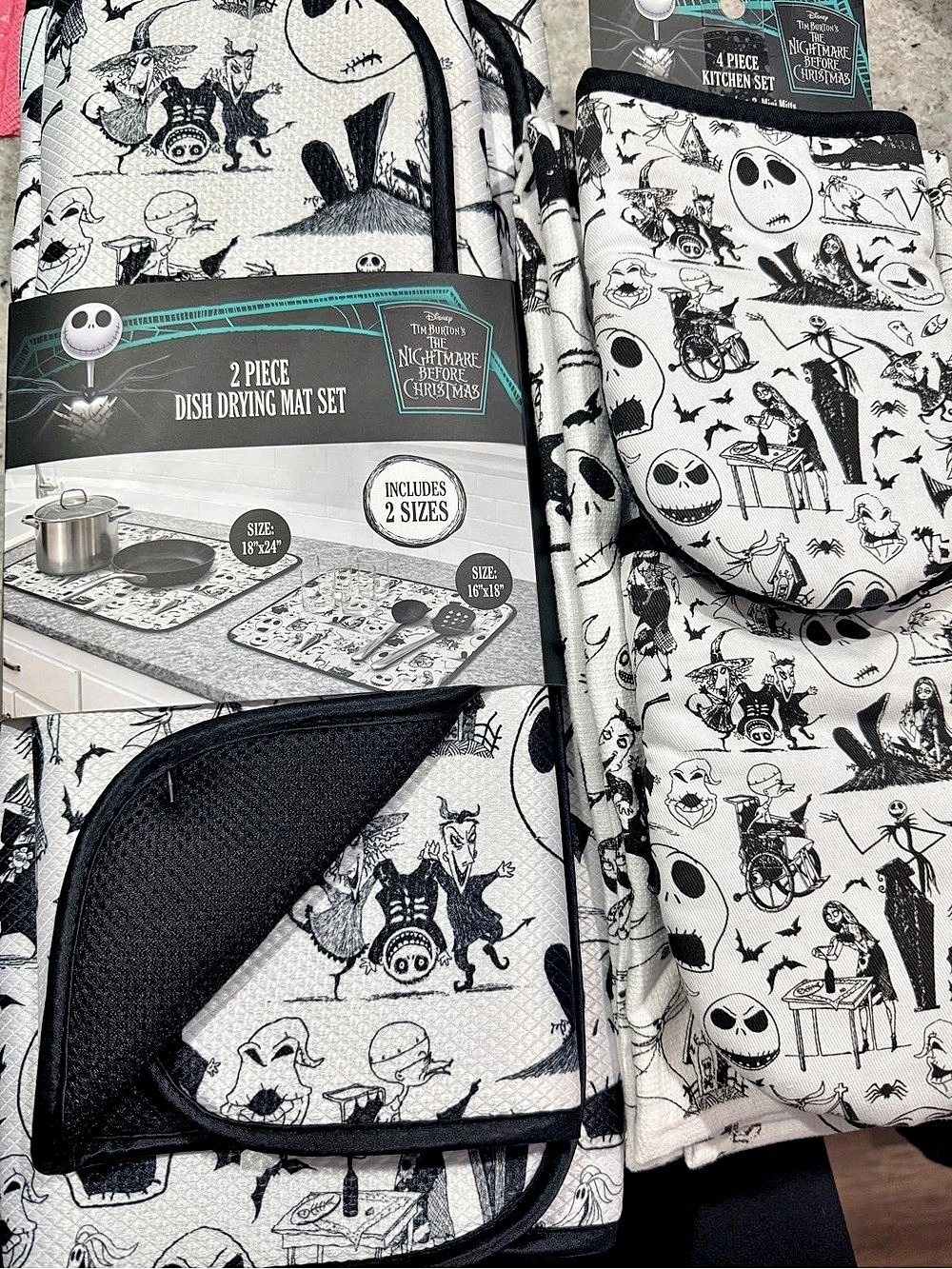 Disney The Nightmare Before Christmas 6-Piece Dish Drying Mat and Towel Set